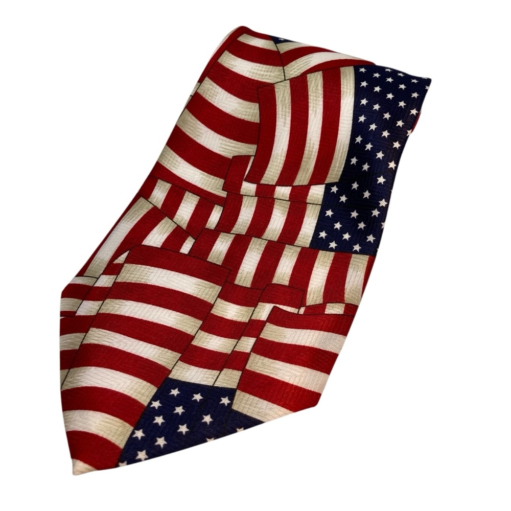 Umo Lorenzo American Flag Patterned Necktie